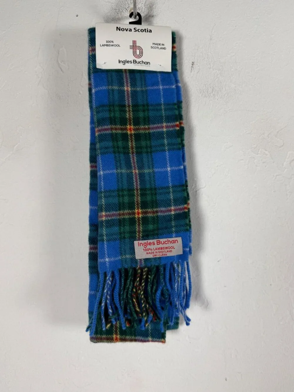 Ingles Buchan Nova Scotia Tartan Scarf 100% Lambswool Scotland 60x9 NWT